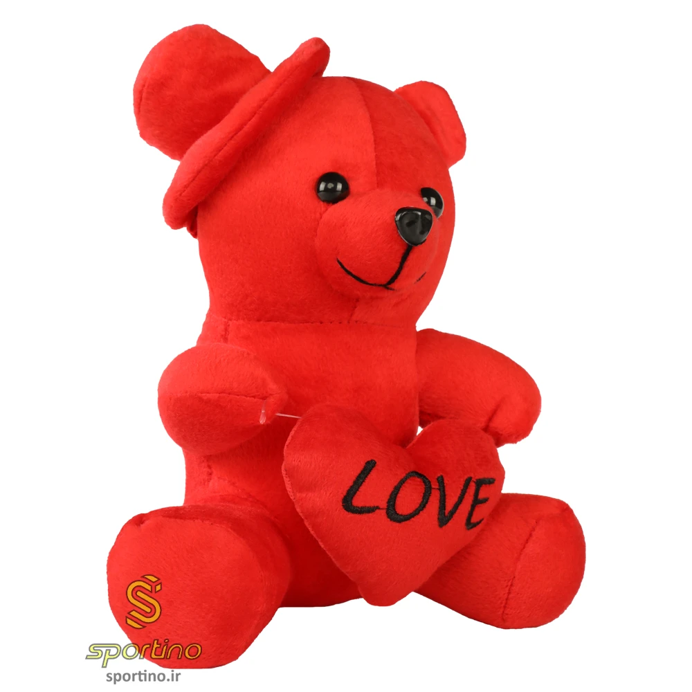 عروسک خرس ولنتاین 20 سانت کلاهدار