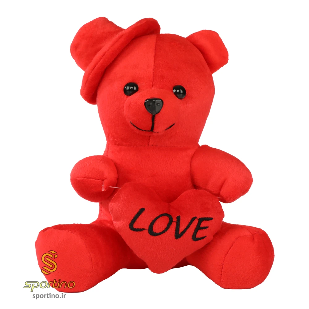 عروسک خرس ولنتاین 20 سانت کلاهدار