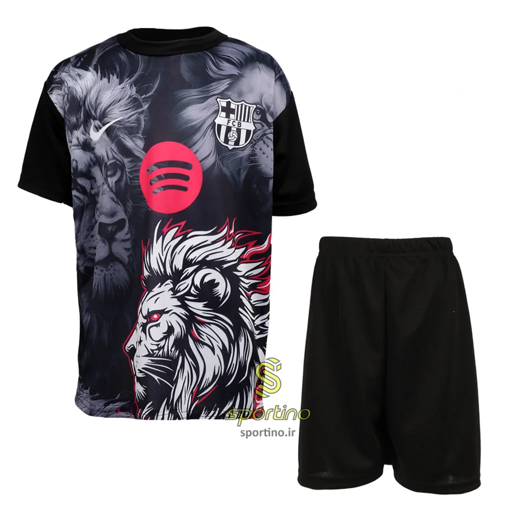 پیراهن بارسلونا سیاه – طرح شیر با نام لامین یامال