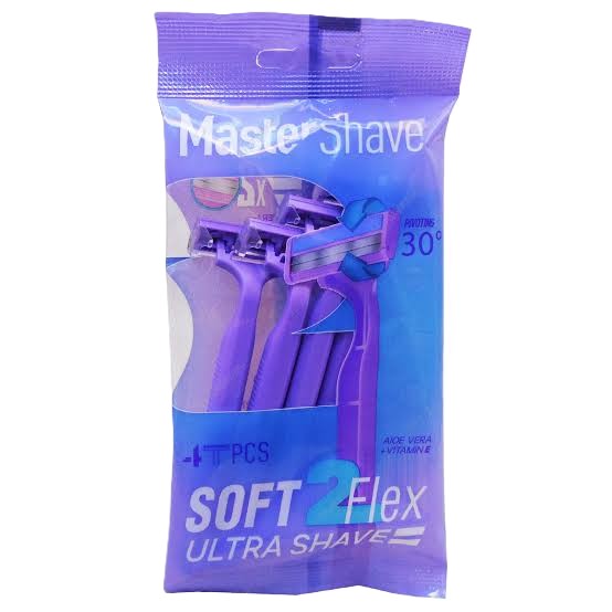خودتراش ۲ لبه سافت فلکس مستر شیو ۴ عددی | خرید تیغ اصلاح مردانه Master Shave