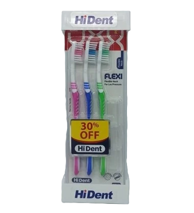 هایدنت مسواک فلکسی مدیوم کد 978 قاب‌دار 3 عددی | خرید Hydent Flexi Medium
