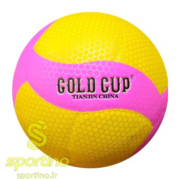 توپ والیبال گلد کاپ gold cup طرح زنبوری سایز5|صورتی Tp