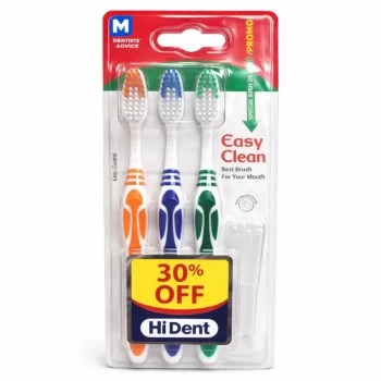 مسواک ایزی کلین مدیوم قاب‌دار 3 عددی کد 977 | خرید مسواک Easy Clean Medium
